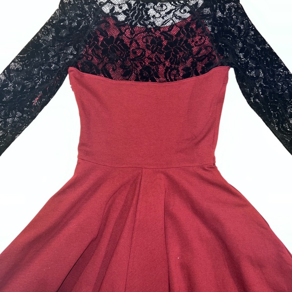 Alice by Temperley Size S burgundy and velour lace dress - Picture 2 of 8